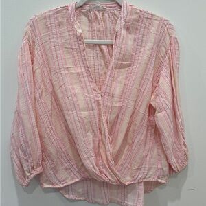 Lou & Grey for Loft Women's Wrap Balloon Sleeve Top Blouse